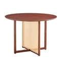 Table And Chair Set, Ancient Style Solid Wood Dining Table, Imitation Rattan Table Legs, Beautiful Simple Solid Wood Dining Chair, Perfect For Dinner, Meetings, Home And Office Decoration Walnut Rubber Wood