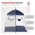Outsunny Shower Tent, Pop Up Privacy Shelter For Camping, Dressing Changing Room, Portable Instant Outdoor Shower Tent Enclosure W 2 Rooms, Shower Bag, Floor And Carrying Bag, Blue Blue Taffeta
