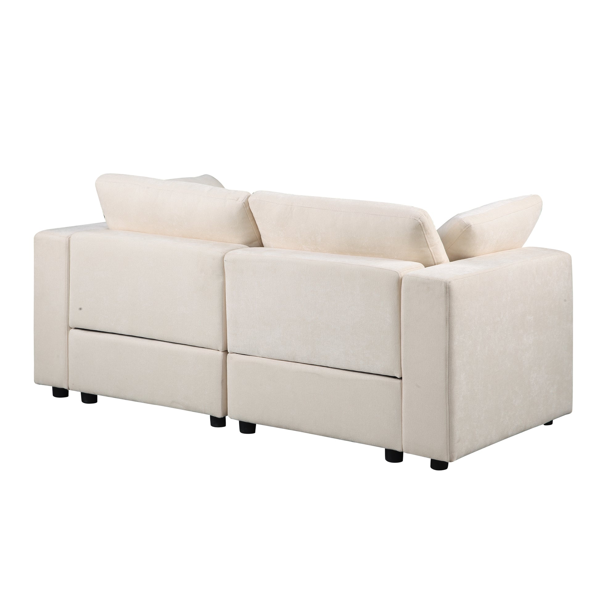 Modular Sectional Sofa, 2 Piece Sectional Sofa Set, Two Corner Chairs, Chenille Beige Beige Fabric 2 Seat