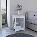 3 Tier End Table Nightstand, Side Table For Small Space, White White Solid Wood Mdf Engineered Wood