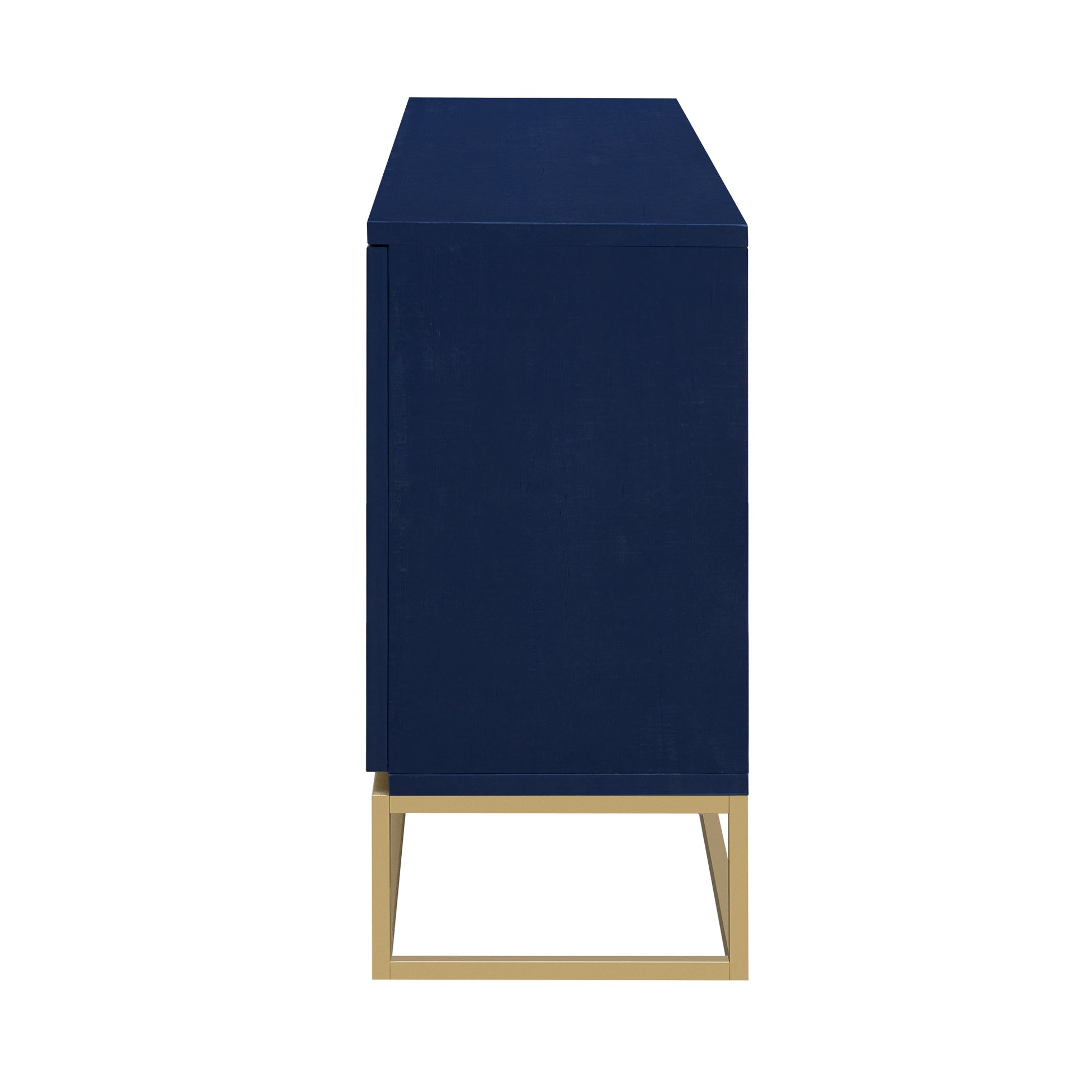 Four Door Metal Handle Storage Cabinet, Adjustable Shelves, Suitable For Corridor, Entrance, Living Room, Study Navy Blue Mdf