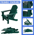 Folding Adirondack Chair, Relaxing Stackable Arm Rest Ergonomic Hdpe All Weather Adirondack Chair No Adirondack Dark Green Uv Resistant Frame Garden & Outdoor American Design,American Traditional Complete Patio Sets Hdpe