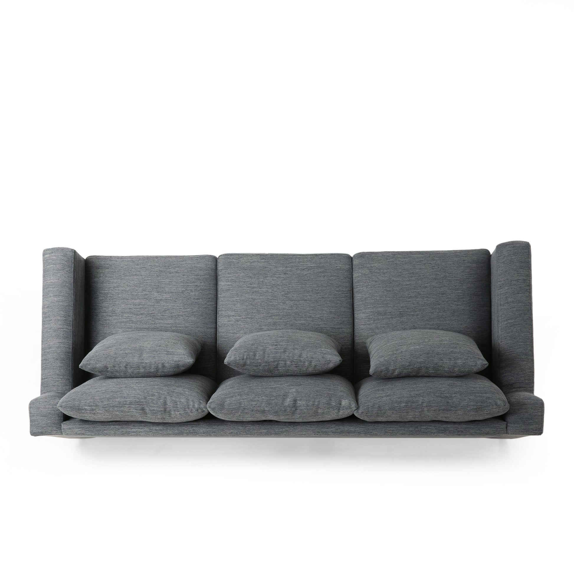 Mirod Comfy 3 Seat Sofa With Wooden Legs, Modern For Living Room And Study Charcoal Fabric 3 Seat