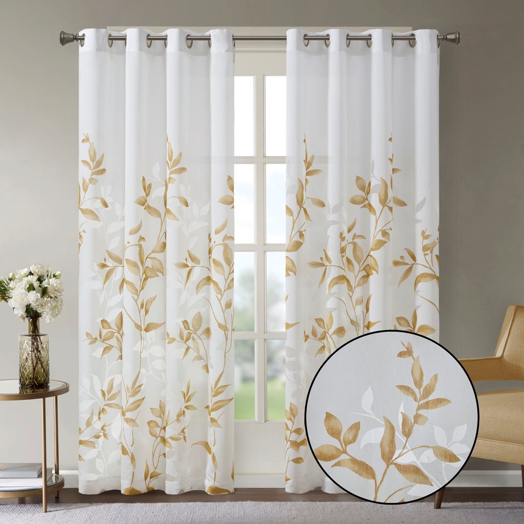 Burnout Printed Curtain Panel Multicolor Polyester