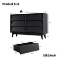 6 Drawer Double Dresser Features Vintage Style And Bevel Design Black Mdf