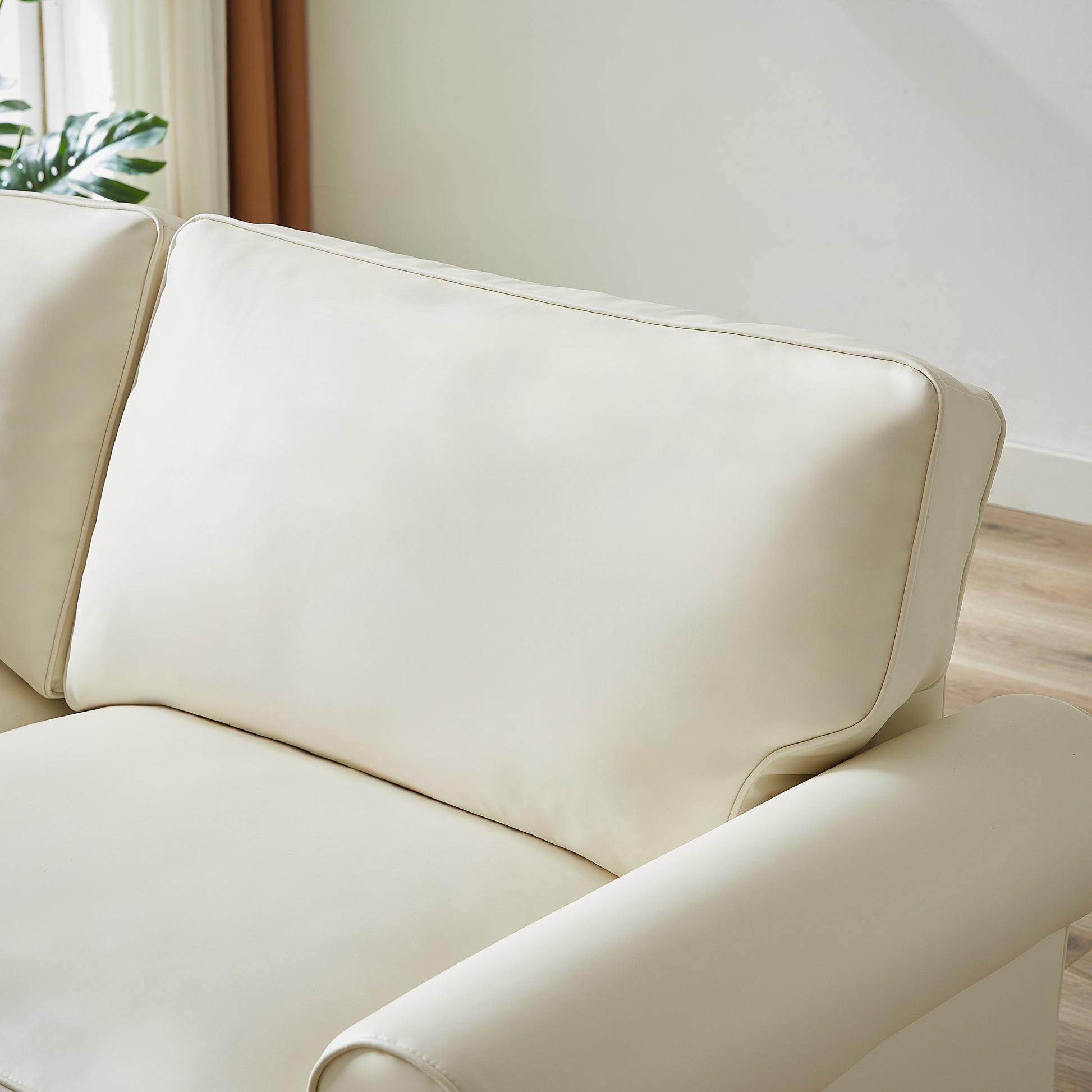 75.6" Pets Friendly Fabric Rolled Arm Upholstered Loveseat 2 Seater Couch With Removable Back Cushionmodern Couches For Small Spaces Living Room, Bedroom, Apartment, Beige White Beige Fabric