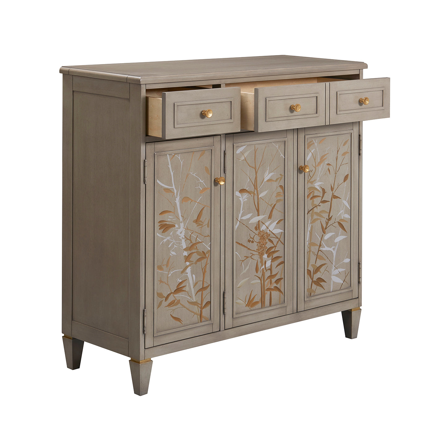 Dauphin Handpainted Entryway Storage Cabinet, Grey Cashmere Wood Gray Solid Wood Mdf Solid Wood Mdf