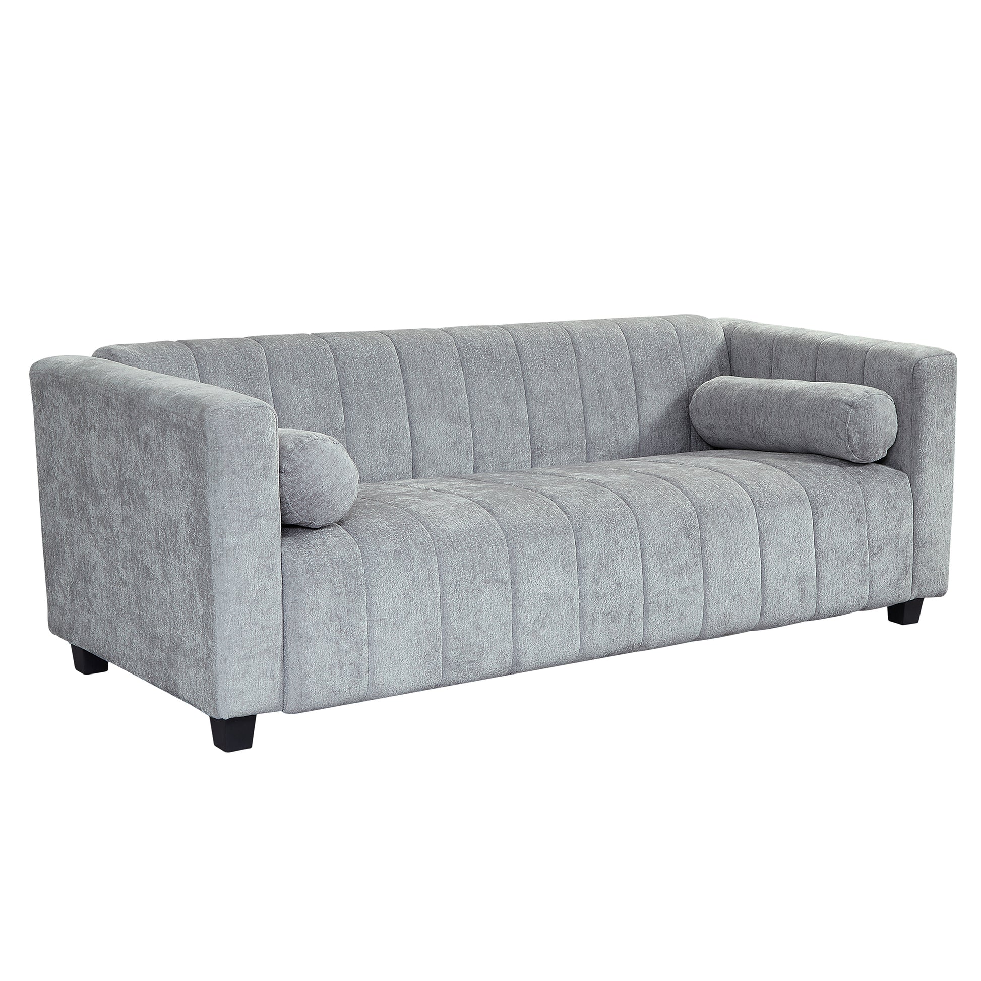 78.7''Upholstered Sofa For Living Room, Bedroom, Salon, Simplified Style Light Gray Polyester 3 Seat