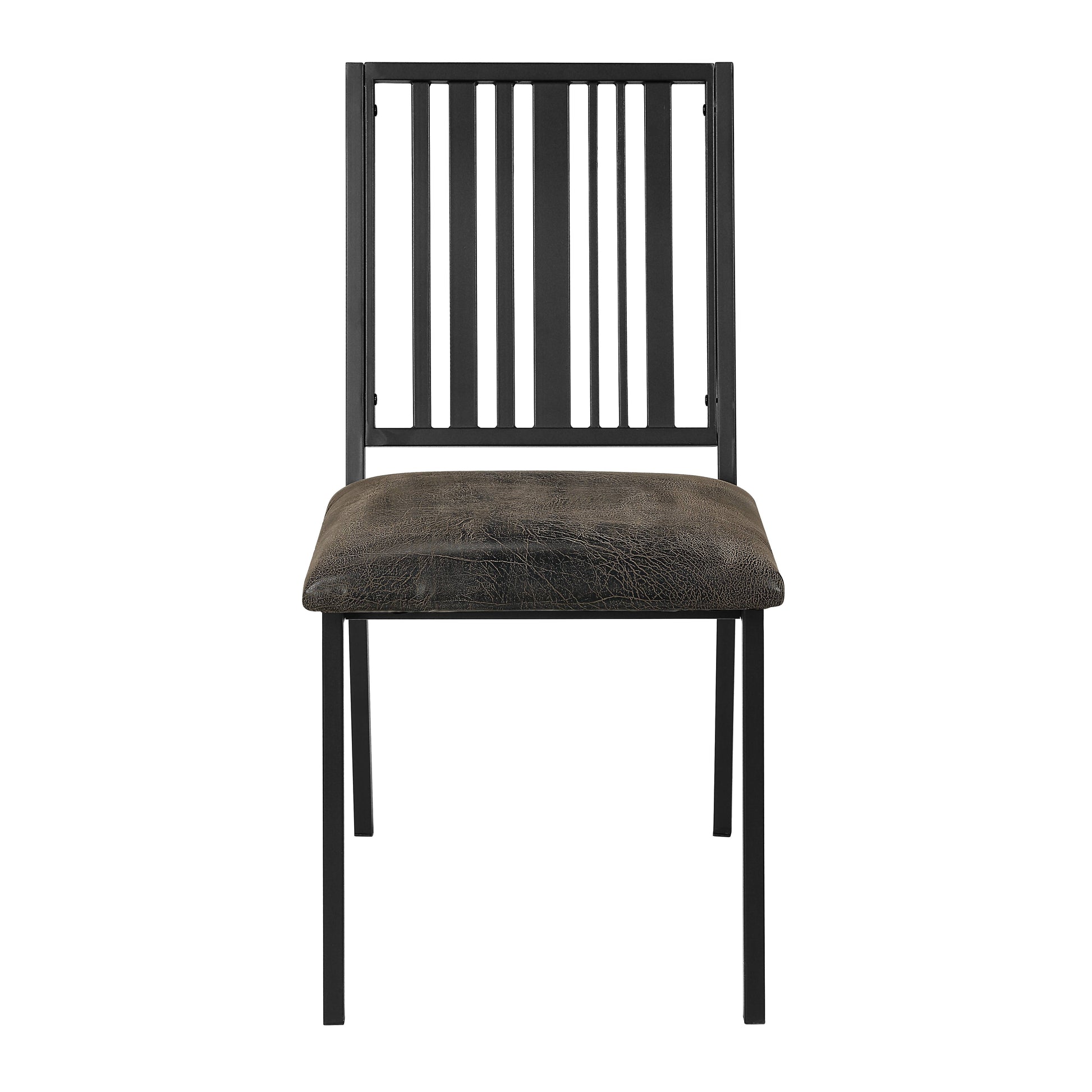 Brown And Black Slat Back Side Chair Set Of 2 Solid Brown Black Dining Room Modern Side Chair Slat Back Set Of 2 Wood Metal