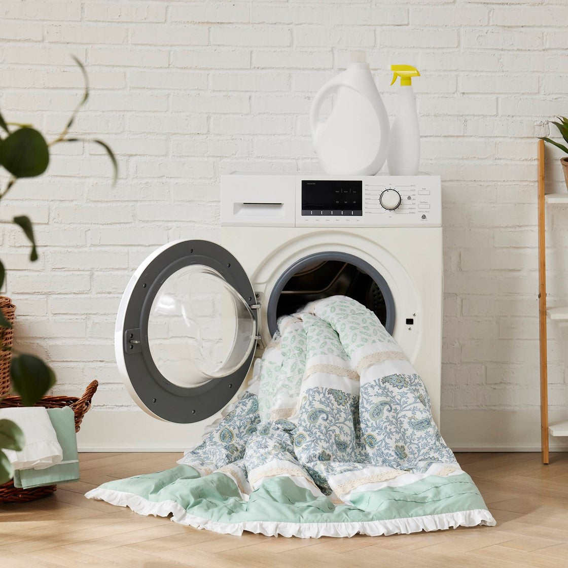 9 Piece Cotton Percale Comforter Set Aqua King King Aqua Polyester