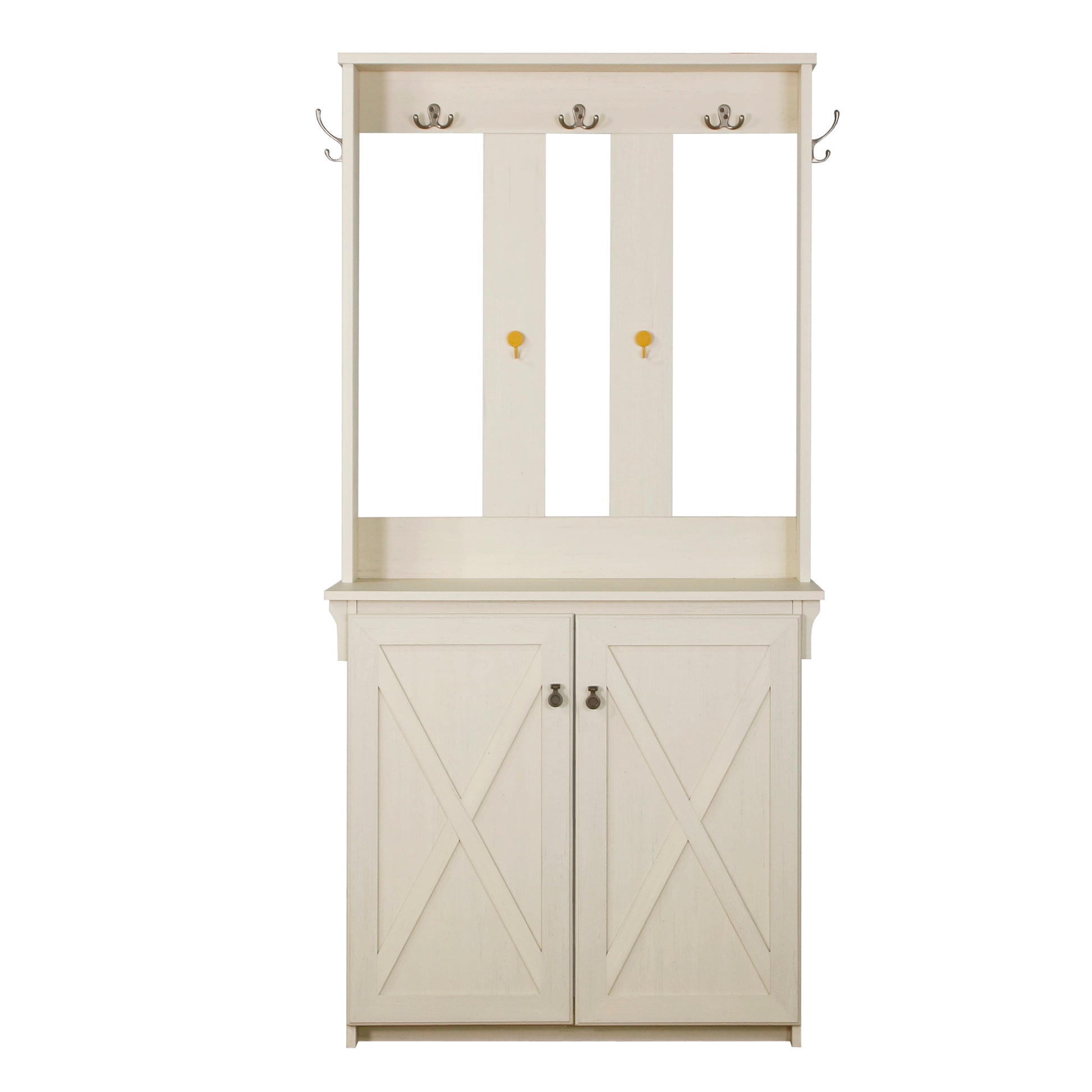 Hall Tree & Cabinet Timeless Antique White Hall Tree With Storage And Hooks Classic Entryway Organizer White Solid Wood