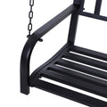 Outsunny 2 Person Front Porch Swing Patio Swing Bench, Outdoor Steel Swing Chair With Sturdy Chains, For Backyard, Deck, 528 Lb Weight Capacity, Black Black Steel