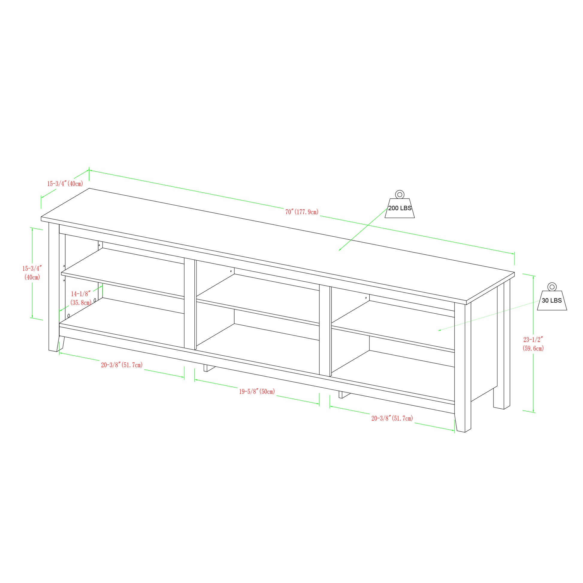 Modern Transitional 3 Shelf Open Storage 70" Tv Stand For 80" Tvs White Wash White Washed Mdf