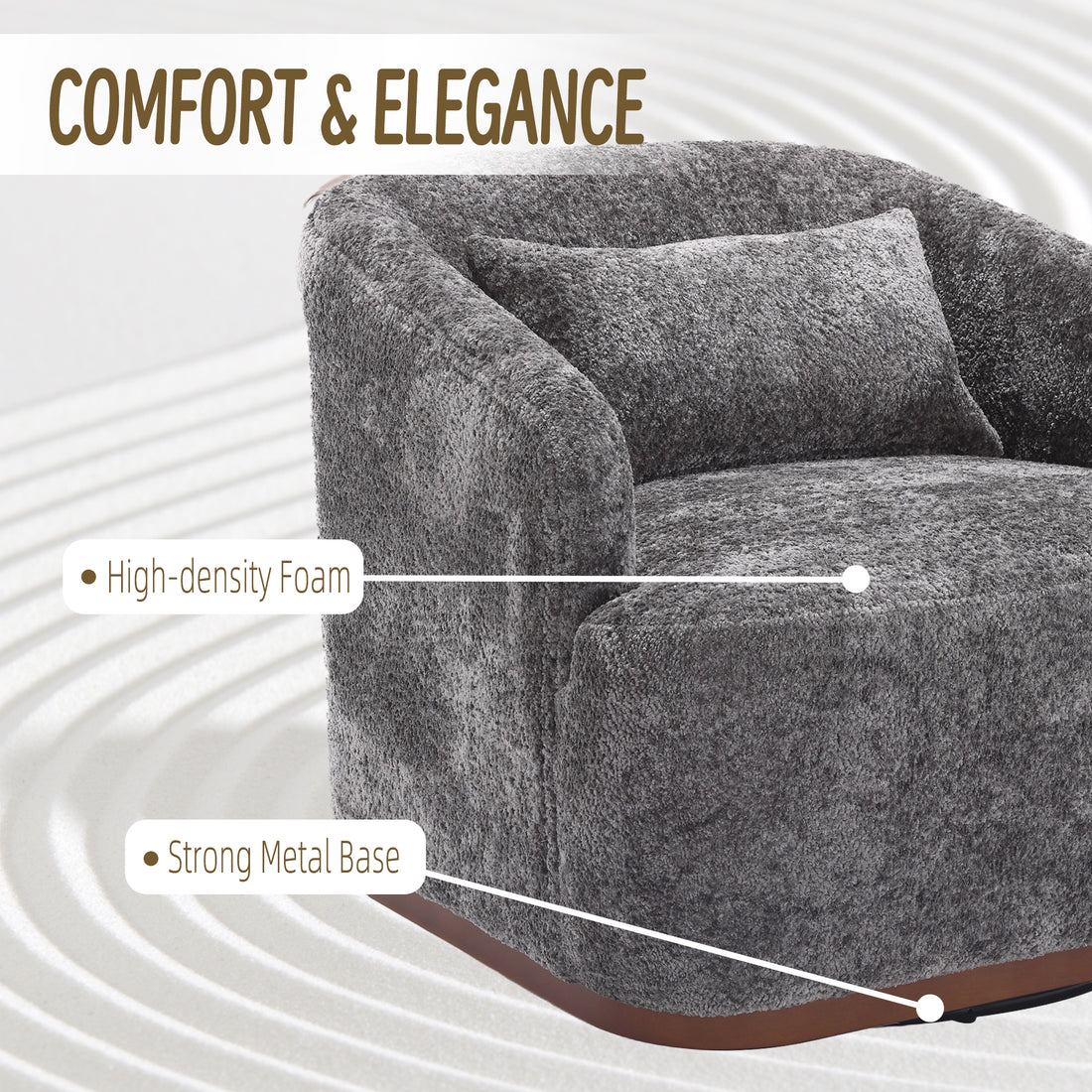 Coolmore Swivel Barrel Chair, Comfy Round Accent Sofa Chair For Living Room, 360 Degree Swivel Barrel Club Chair, Leisure Arm Chair For Nursery, Hotel, Bedroom, Office, Lounge Gray Boucle Gray Primary Living Space Foam Boucle