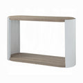 Oak And White High Gloss Sofa Table With Bottom Shelf Oak Primary Living Space Shelves Oval Mdf Sled