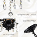 Classic Vintage Crystal Candle Chandeliers Lighting, 5 Lights Pendant Ceiling Fixture Lamp 5*E12*Max40W, No Include Bulb Chandelier For Living Room Dining Room Bedroom Hall Balcony Matte Black Gold Matte Black American Design,Luxury,Modern,Vintage Metal