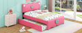 Full Size Upholstered Platform Bed With Trundle And Heart Shaped Decoration, Dark Pink Box Spring Not Required Full Dark Pink Wood Bedroom Bed Frame Faux Leather Upholstered