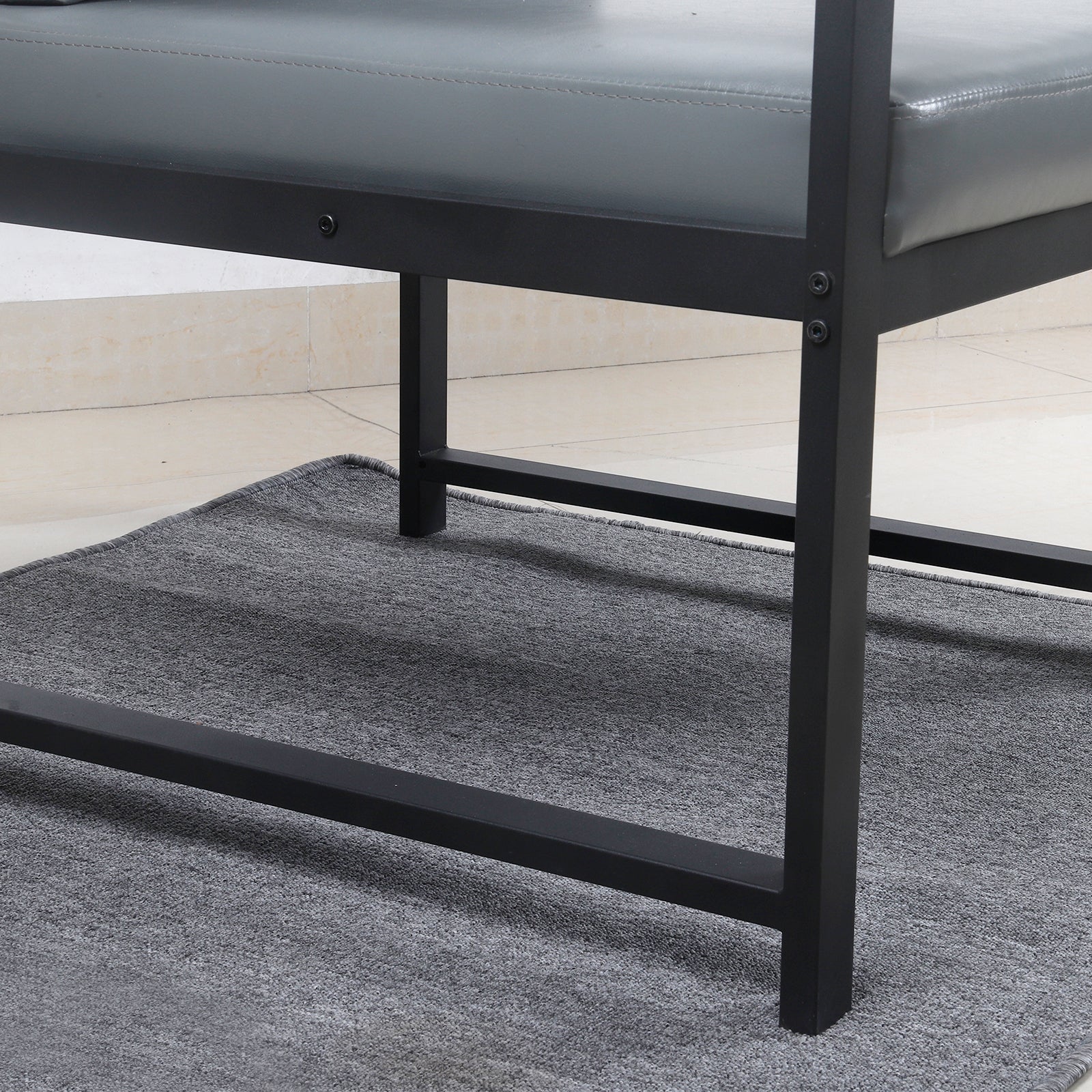 Lounge, Living Room, Office Or The Reception Area Pvc Leather Accent Arm Chair With Extra Thick Padded Backrest And Seat Cushion Sofa Chairs,Non Slip Adsorption Feet,Sturdy Metal Frame,Gray Gray Polyvinyl Chloride