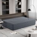 Modern Floor Sofa With 2 Pillows,Convertible Teddy Fabric Foam Filled Sleeper Sofa Bed,15