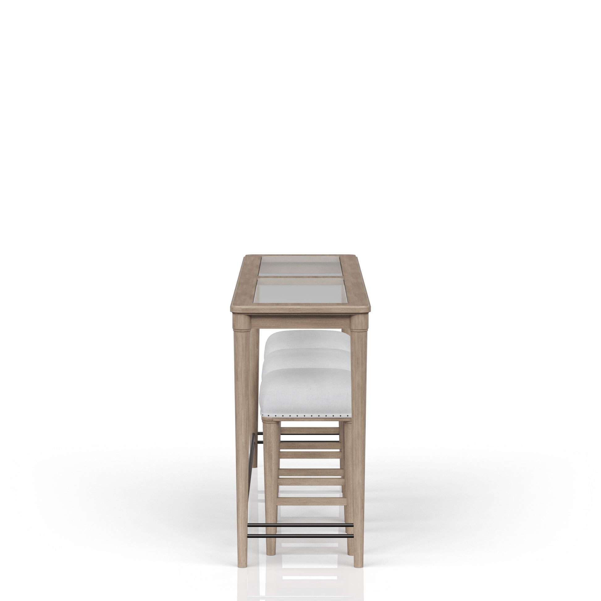 Frosted Glass Console Table With 3 Stools Sand Solid Wood Mdf Glass