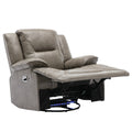 360 Swivel And Rocking Home Theater Recliner Manual Recliner Chair With A Led Light Strip For Living Room,Bedroom, Grey Grey Foam Pu