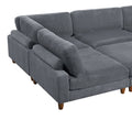 Contemporary Dark Gray 6Pc Modular Sectional Set Corduroy Upholstery Couch 2X Corner Wedge, 3X Armless Chairs 1X Ottoman Living Room Dark Gray Primary Living Space Cushion Back Contemporary,Modern Modular Rubberwood Corduroy 6 Seat