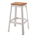 Natural And White Armless Bar Stool With Crossbar Support Natural White Bedroom Farmhouse Pine 1 Wood Metal