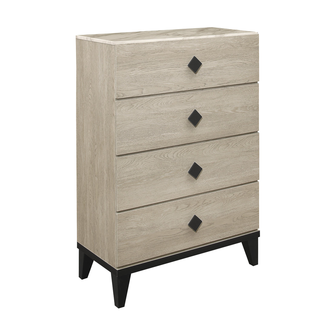 Modern Design Bedroom Furniture 1Pc Cream Finish And Black 4 Drawers Beautiful Chest With Faux Marble Top Black,Cream Modern Wood