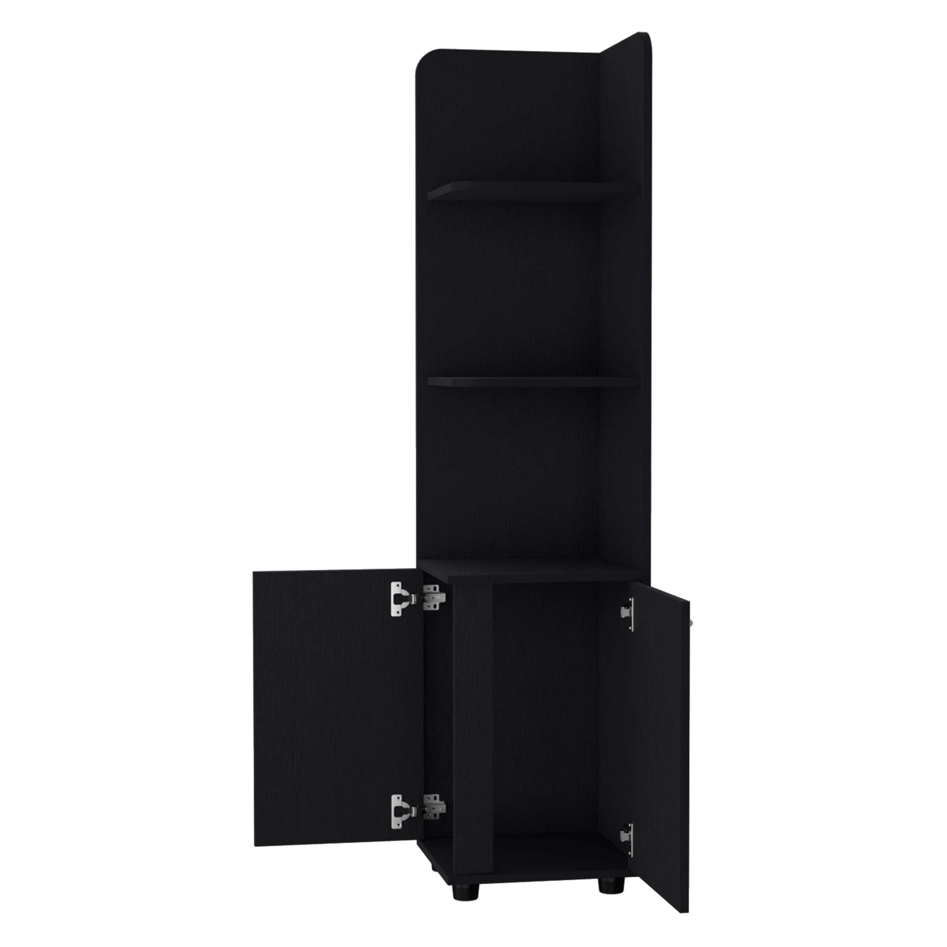 Black 2 Door Cabinet With 3 Corner Shelves Black 3 Bathroom Freestanding Melamine