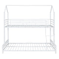 Metal House Bunk Bed, Twin Over Full, White Full White Metal