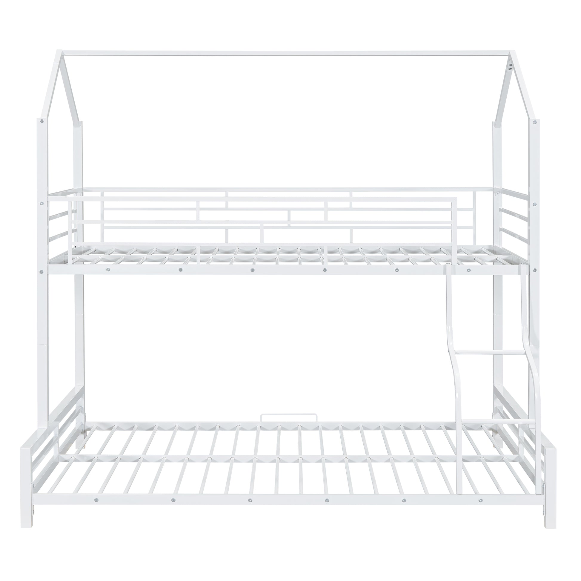 Metal House Bunk Bed, Twin Over Full, White Full White Metal