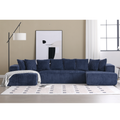 Arrived 131'' Modular Sectional Couch, U Shaped Sofachaise Lounge, Striped Fabric,Upholstered 4 Seater Couch For Living Room, Bedroom, Free Combination Sofa Corduroy , Blue Blue Polyester Primary Living Space Soft Modern Square Arms Foam Upholstered 4