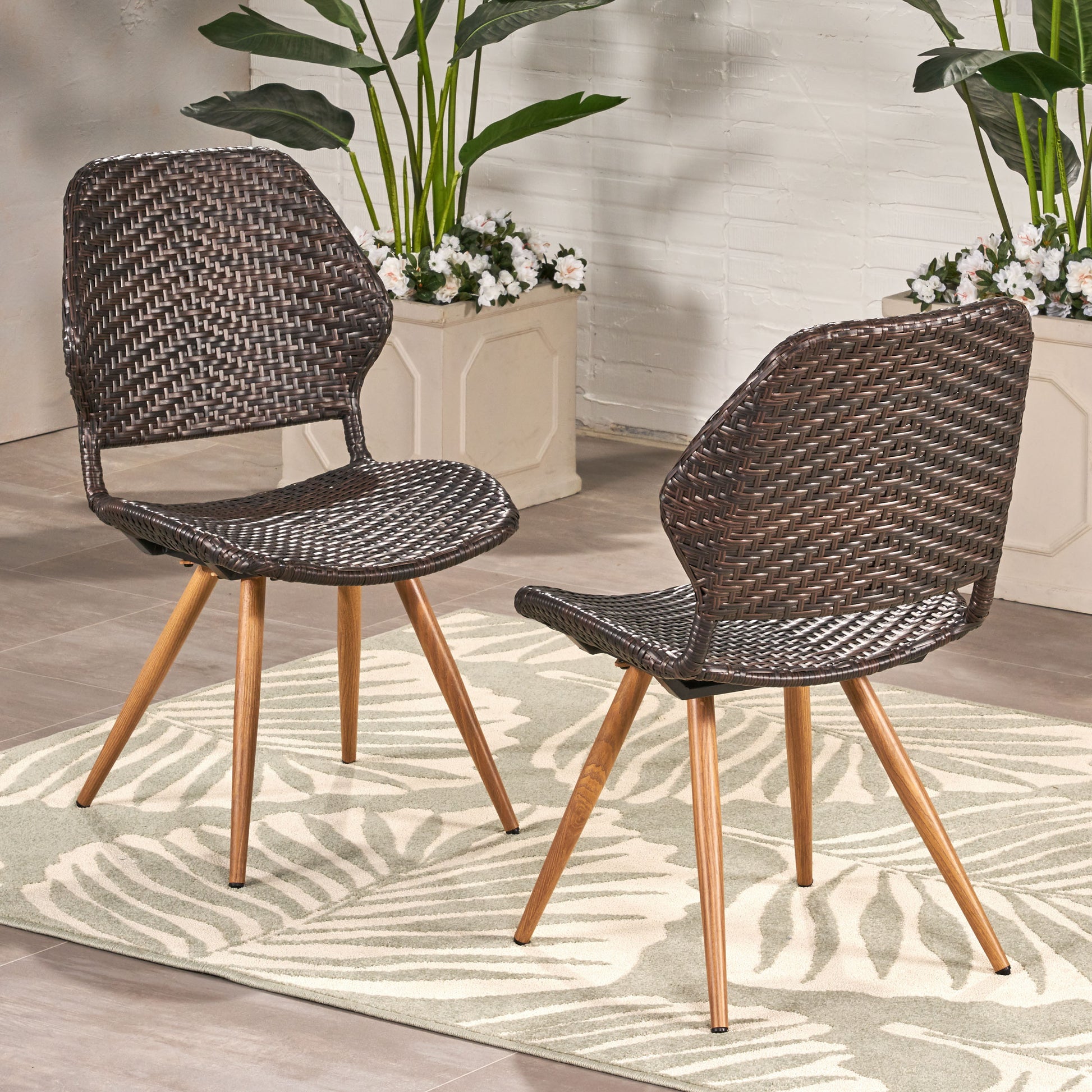 Laryn Dining Chair,Set Of 2 Brown Multi Rattan