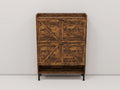 Flamed Wood 2 Turn Patchwork Framed Shoe Cabinet Brown Wood