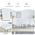 Table And Chair Set, Modern Minimalist White Marble Textured Rectangular Dining Table. Suitable For Restaurants And Living Rooms. Soft Cushion Seats.F 1280 White Mdf