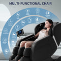 Full Body Massage Chair, Zero Gravity Mode, Deep Tissue Massage Chair, Foot Massage, 8 Fixed Massage Roller, Lcd Touch Screen, Waist Heater, Bluetooth, Suitable For 5.1 5.75Ft Height Black Black Faux Leather Metal Power Remote Primary Living Space Push