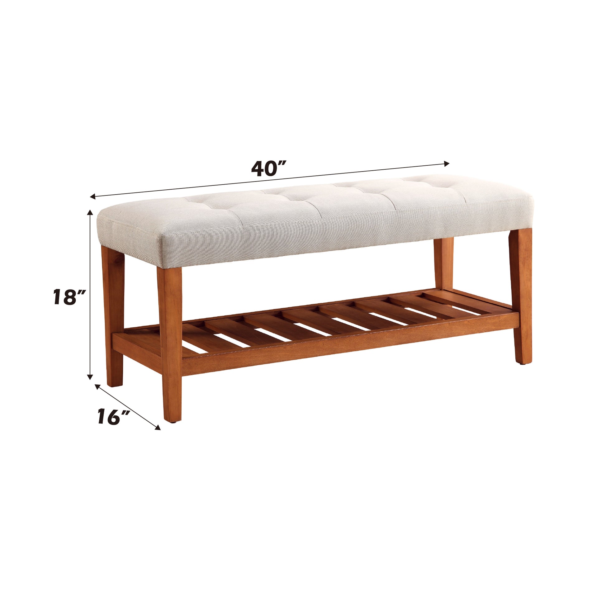 Charla Light Gray Fabric & Oak Finish Bench Gray Fabric,Synthetic Wood