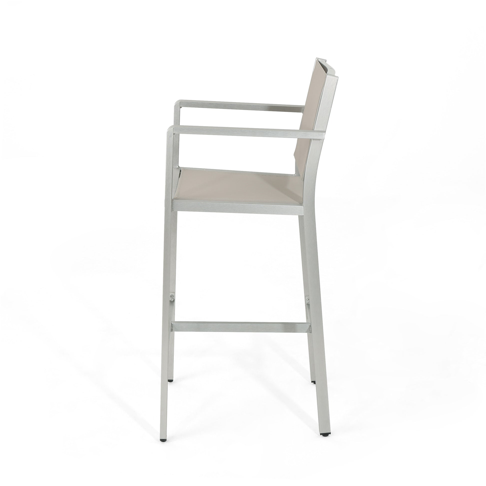 Aluminium Bar Stool With Outdoor Mesh Silver Aluminium