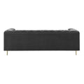 Charlene Velvet Button Tufted Sofa Gray Dark Gray Fabric 2 Seat