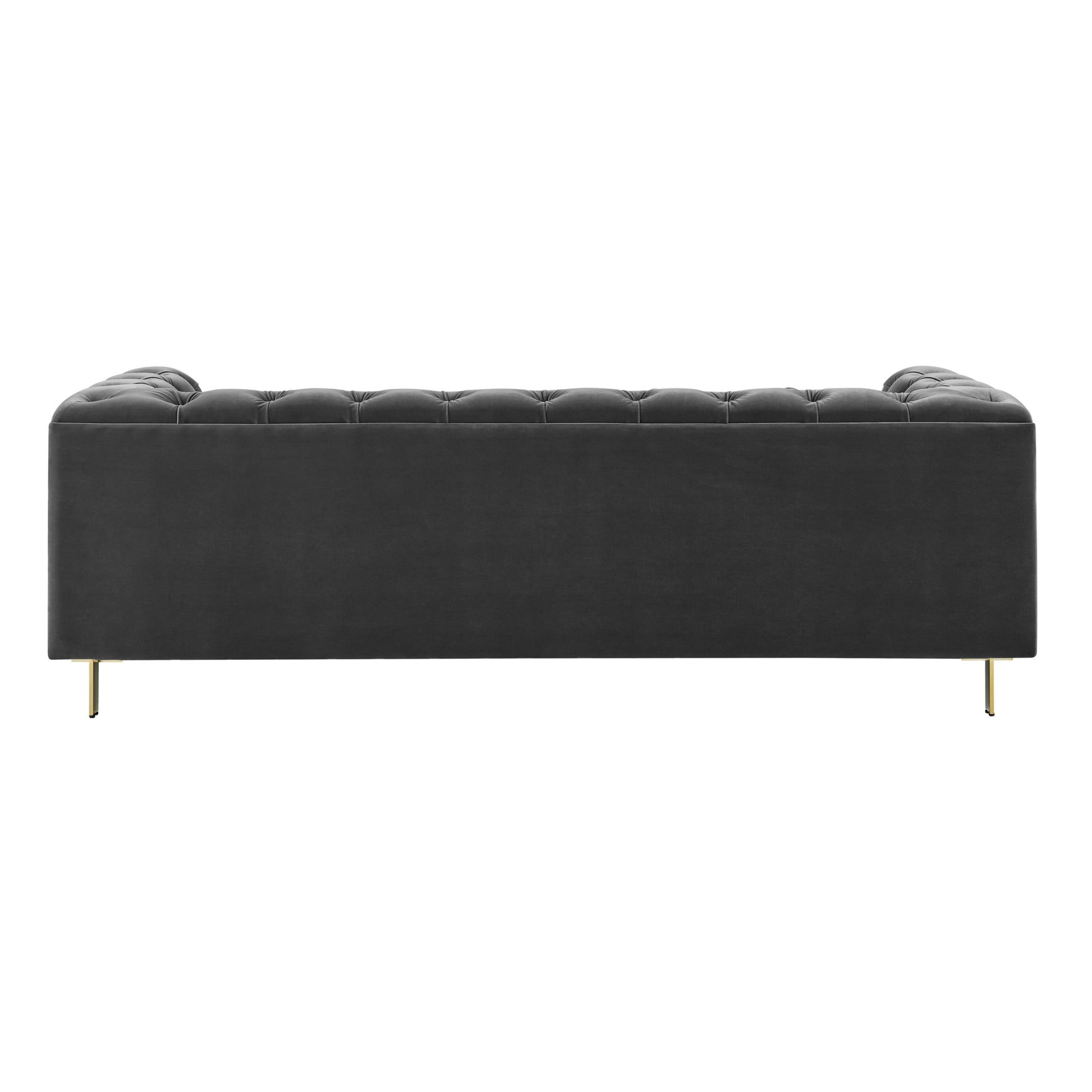 Charlene Velvet Button Tufted Sofa Gray Dark Gray Fabric 2 Seat