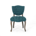 Kd Tufted Chair Wthr Set Of 2 Teal Fabric