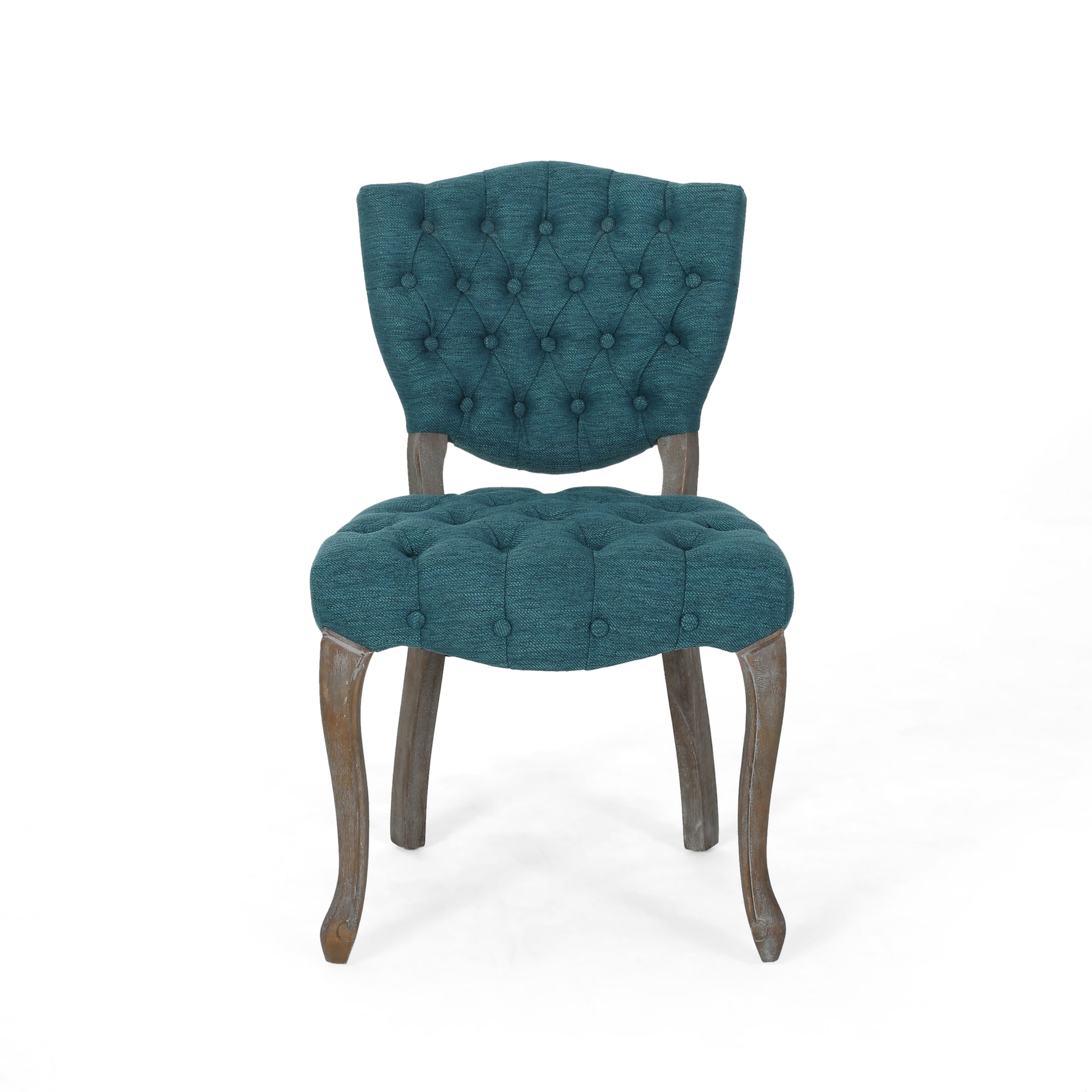 Kd Tufted Chair Wthr Set Of 2 Teal Fabric