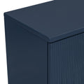 Vertical Stripes And Wavy Design Of A Four Door Cabinet Cabinet Suitable For Hallway, Entryway, Living Room 3 4 Spaces Navy Blue Artsy Mdf