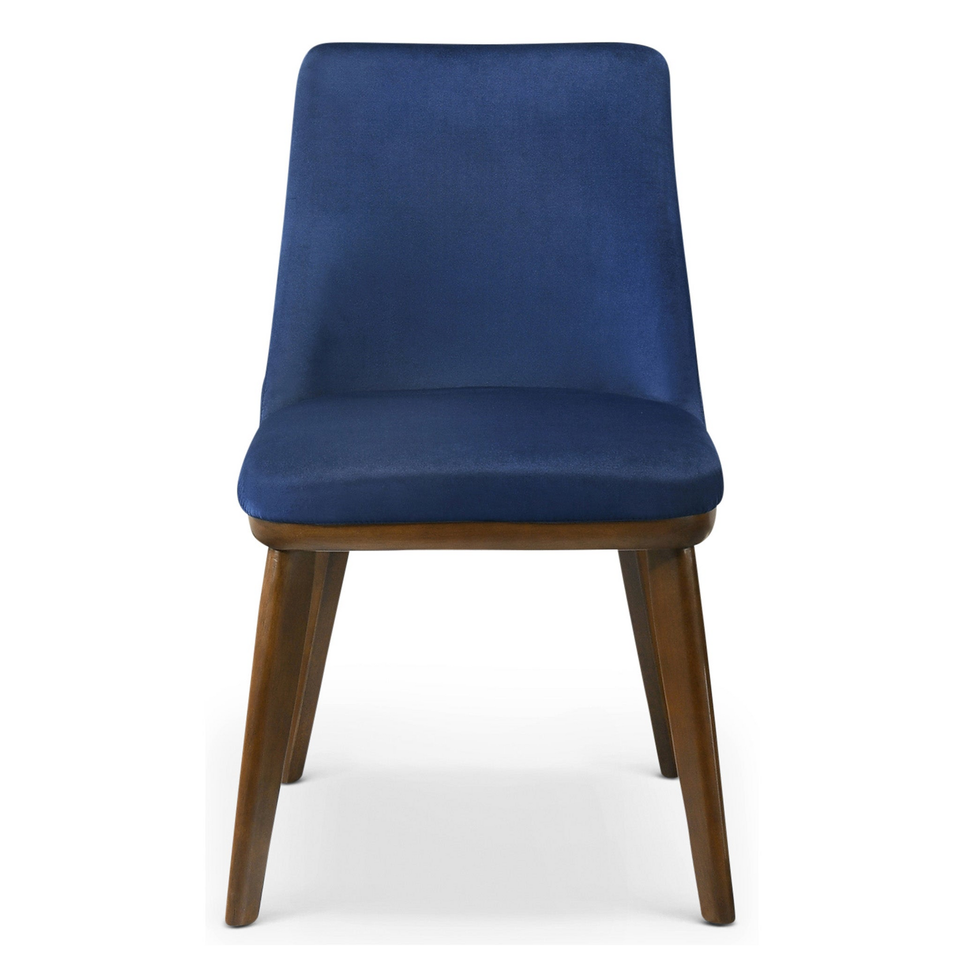 C Navy Blue Velvet Dining Chair Set Of 2 Solid Brown,Navy Blue Brown Dining Room Foam Wipe Clean Mid Century Modern Dining Chairs Solid Back Set Of 2 Foam Solid Wood,Velvet