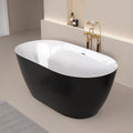 51 Inch Acrylic Freestanding Bathtub Contemporary Soaking White Tub With Overflow And Pop Up Drain Matte Black Matte Black Oval Bathroom Freestanding Tubs Polished Less Than 59 In Contemporary,Modern Soaking Center Fiberglass Acrylic