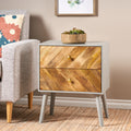 Mango Wooden Mdf Fitted 2 Drawer Cabinet Kd Legs Natural Wood