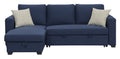 Pensole Blue Reversible Pop Up Sleeper Sectional Blue Foam Solid Wood 3 Seat