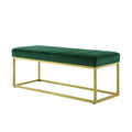 Modern Tufted Channel Entryway Bench Emerald Velvet Upholstered End Of Bed Bench With Metal Frame,Footboard Bench For Living Room, Bedroom Jade Foam Velvet