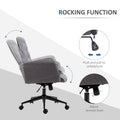 Homcom Linen Home Office Chair, Tufted Height Adjustable Computer Desk Chair With Swivel Wheels And Padded Armrests, Dark Gray Dark Gray Polyester