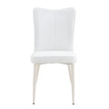 Modern Minimalist Dining Chair, White Pu Leather Curved Back And Seat Cushion, White Metal Chair Legs, Suitable For Dining Room, Bedroom, Living Room. A Set Of Four Chairs. 008 White Pu